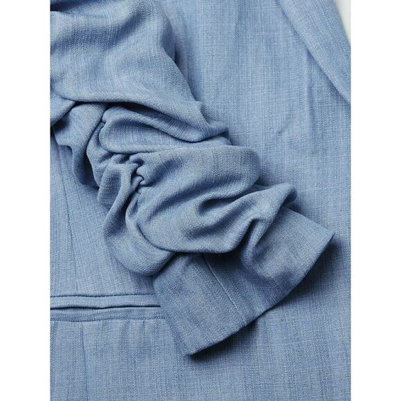 GENERATION LOVE Juniper blue open front blazer ruched sleeve jacket Size L NEW - Picture 5 of 9